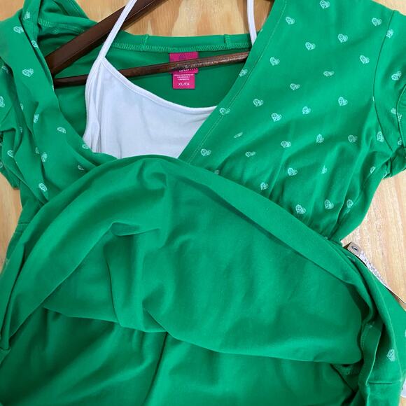 Personal Identity Top Womens Size XL Short Sleeve Hoodie Built-in Halter Green - Picture 8 of 9
